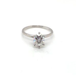 14K White Gold Lab Created Oval Diamond Engagement Ring (2 CT)